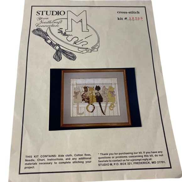 Studio M Love Cats in Window Cross-Stitch Kit #12703 Vintage To Finish USA - Picture 1 of 4